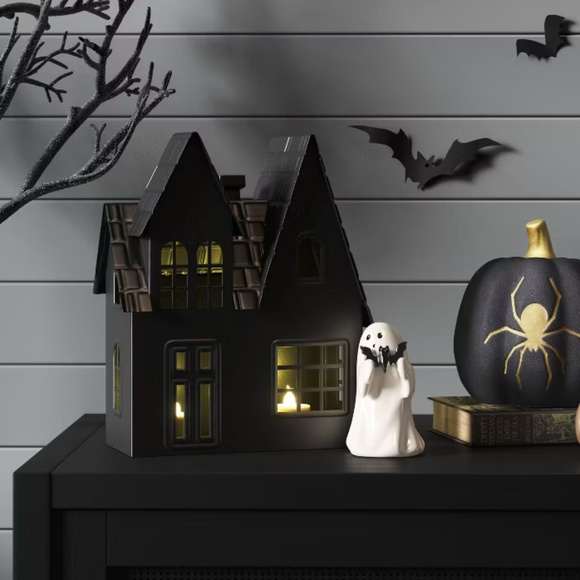 10" Lit Metal Black Halloween House - Hyde & EEK! - Picture 2 of 14